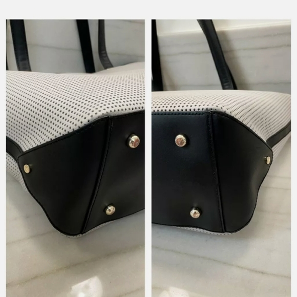 LO & SONS $578 Seville Leather 15 Tote Bag w/ 13" Inner Shell  GRAY Black - Picture 9 of 16